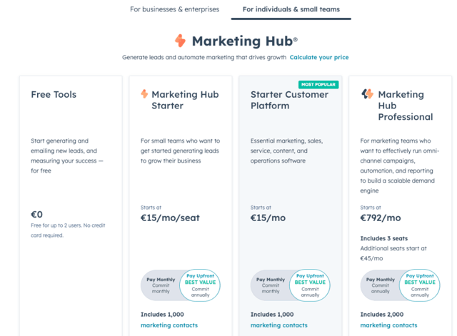 Hubspot pricing