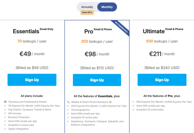 RocketReach pricing