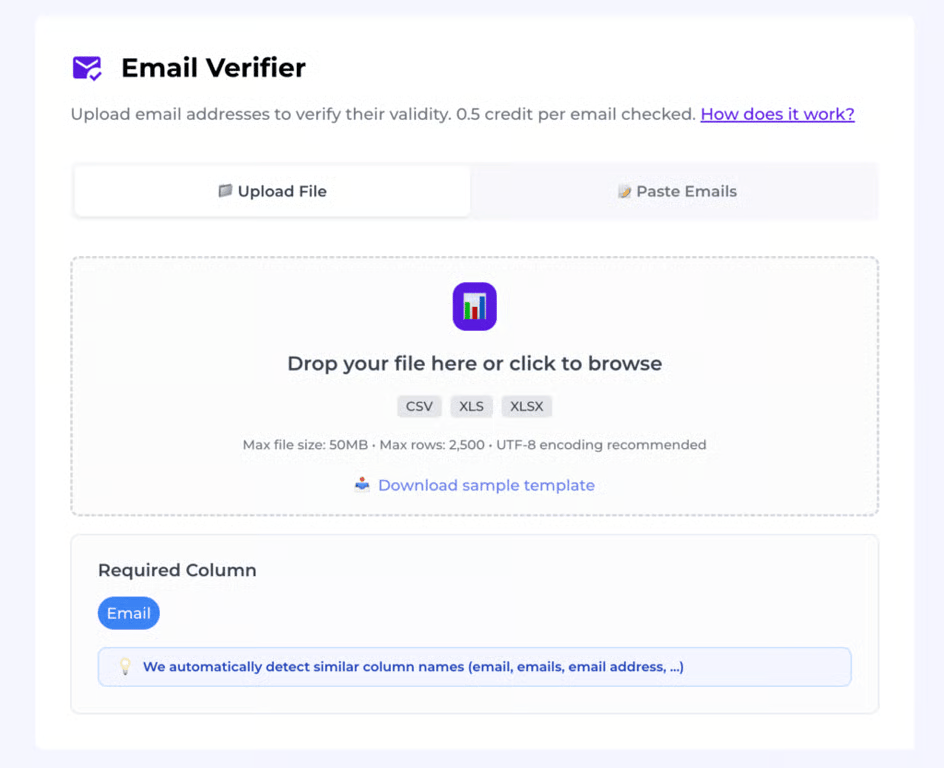 Evaboot email verifier showing bulk verification results with a valid and invalid address breakdown