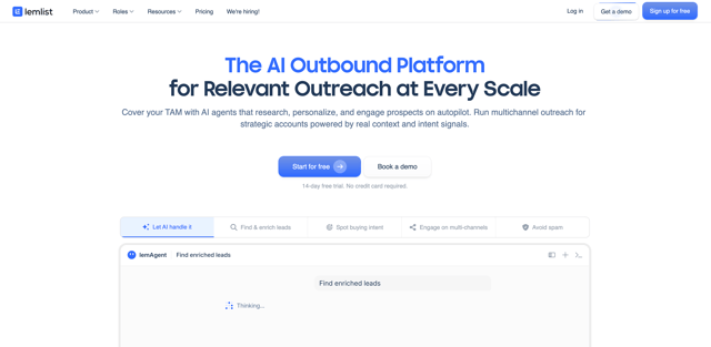 Lemlist homepage