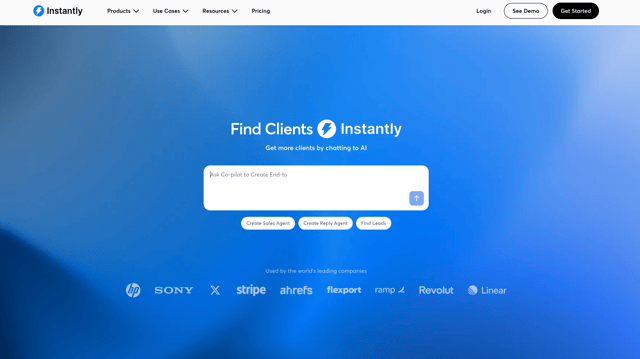 instantly homepage