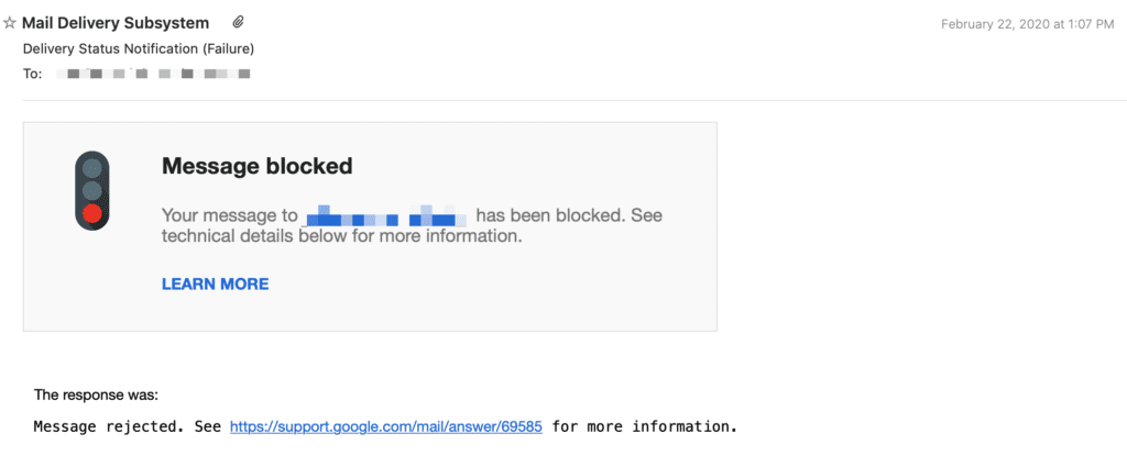 message blocked