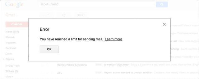 rate limit exceeded bounced email