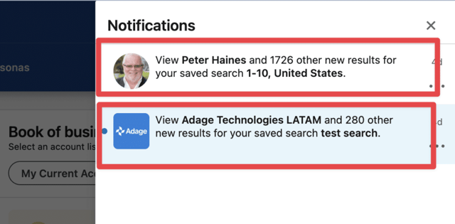 saved search alters on sales navigaotr