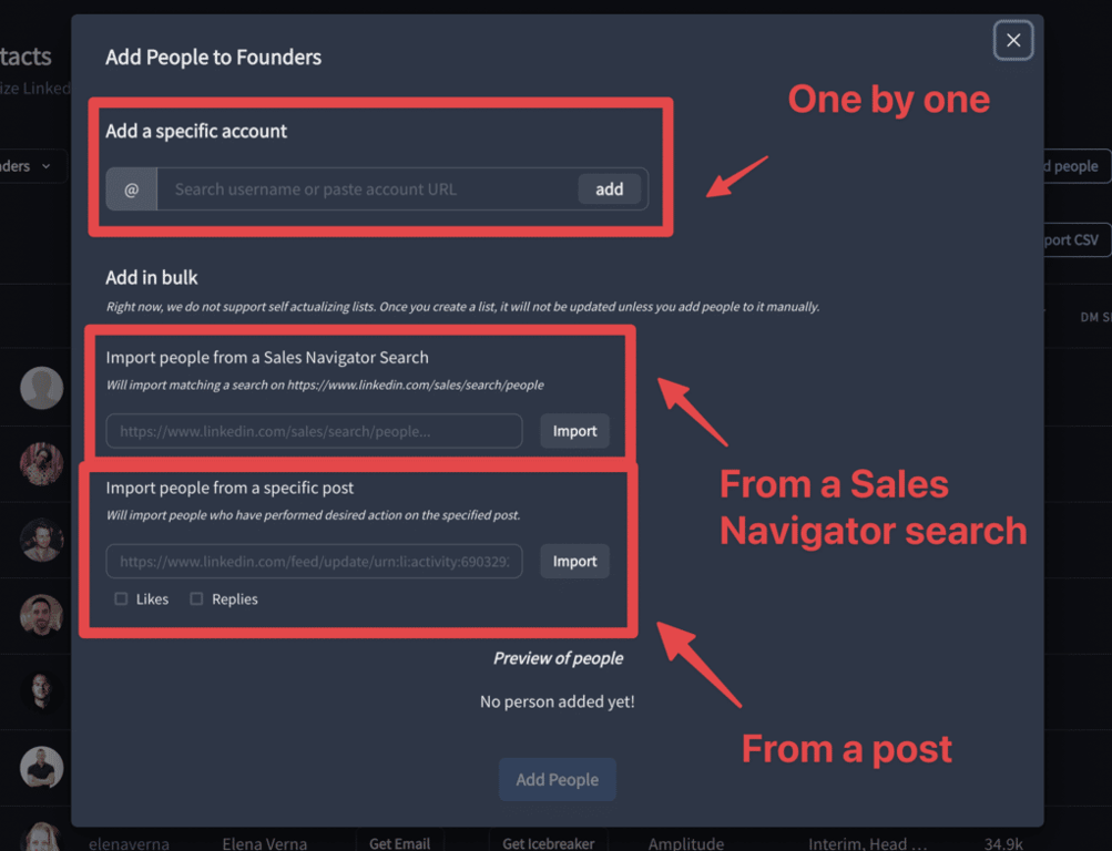 upload leads taplio