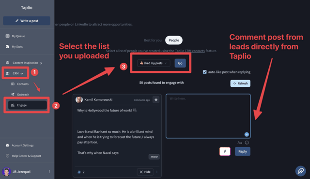 comment prospect linkedin post