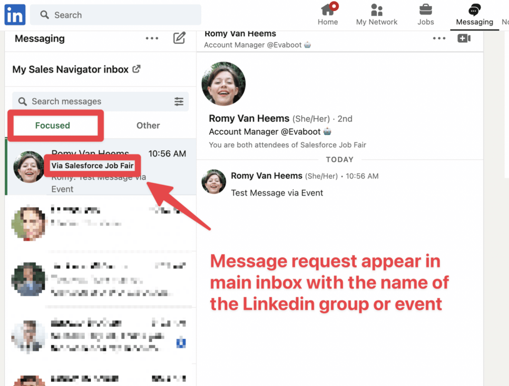 linkedin message request