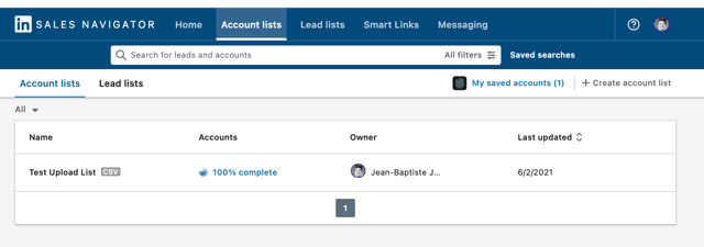 CSV-Upload zur Erstellung einer Kontoliste in Sales Navigator