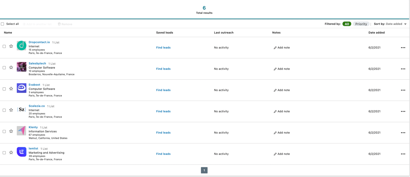 CSV import results sales navigator 