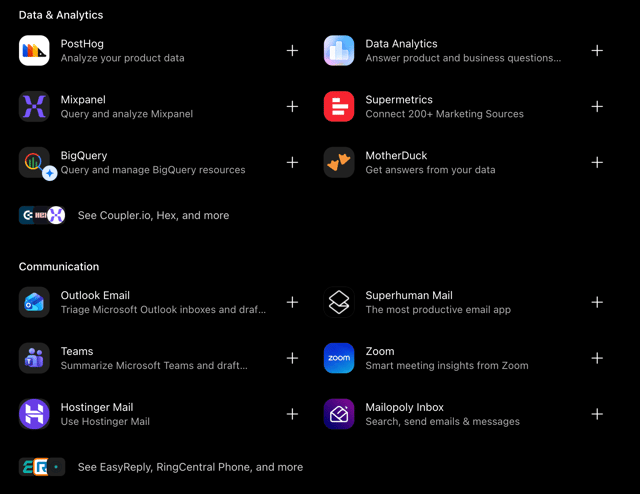 OpenAI Connectors settings page showing pre-built integrations for Google Drive, Slack, and Zapier with OAuth authentication toggle