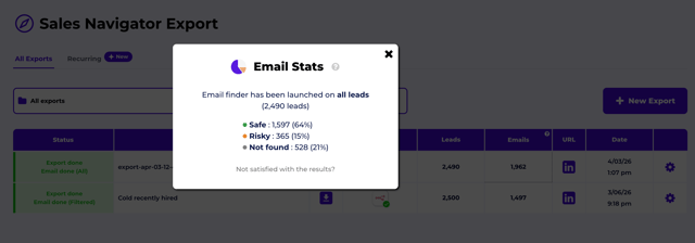 Evaboot export interface showing a clean CSV preview with verified email addresses, deliverability scores, and lead data columns