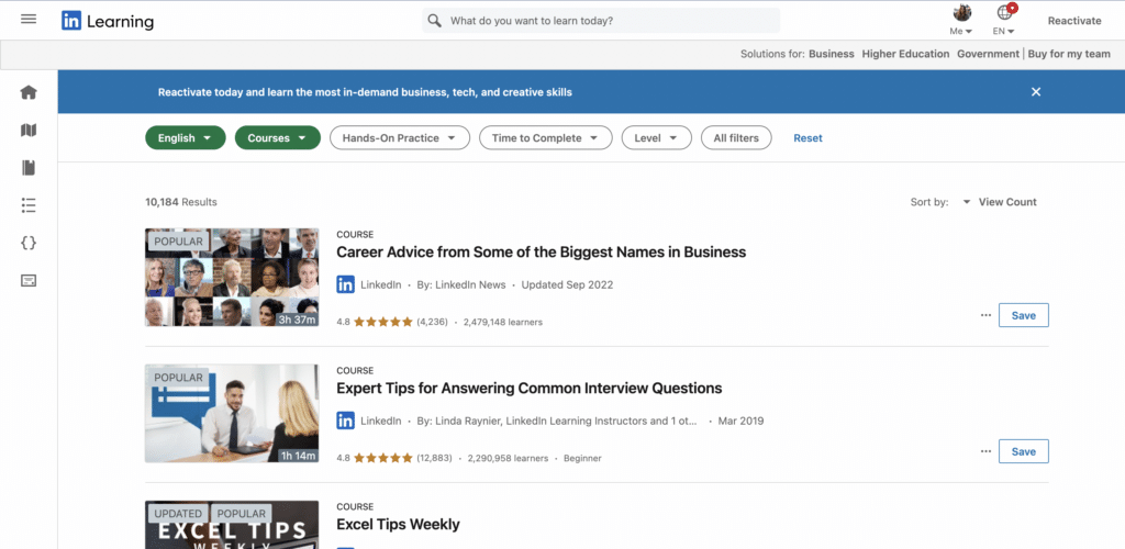 Linkedin learning online courses