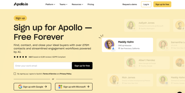 comment se connecter gratuitement à Apollo.io