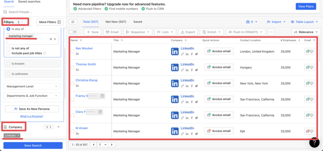comment utiliser les filtres sur apollo.io 