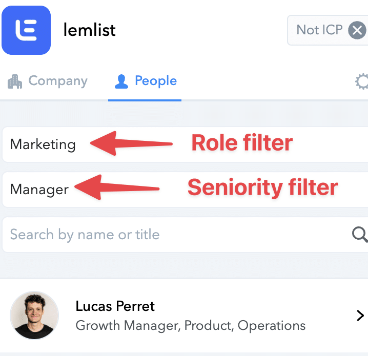 use filters on clearbit to find specific decision makers
