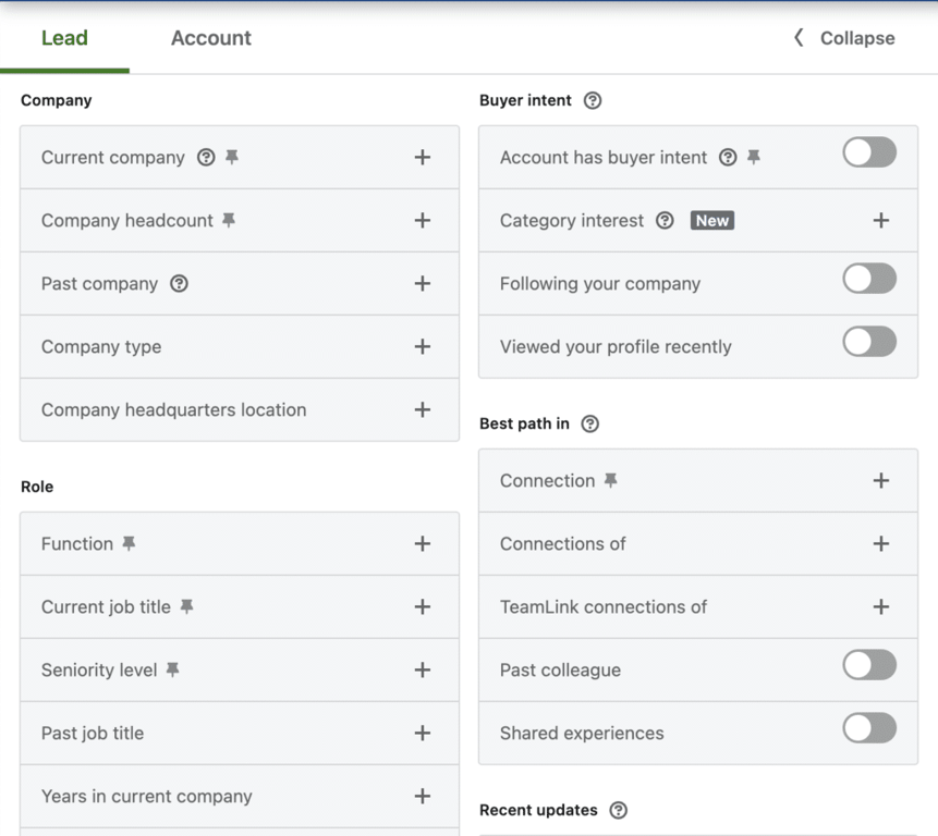 linkedin sales navigator search filters
