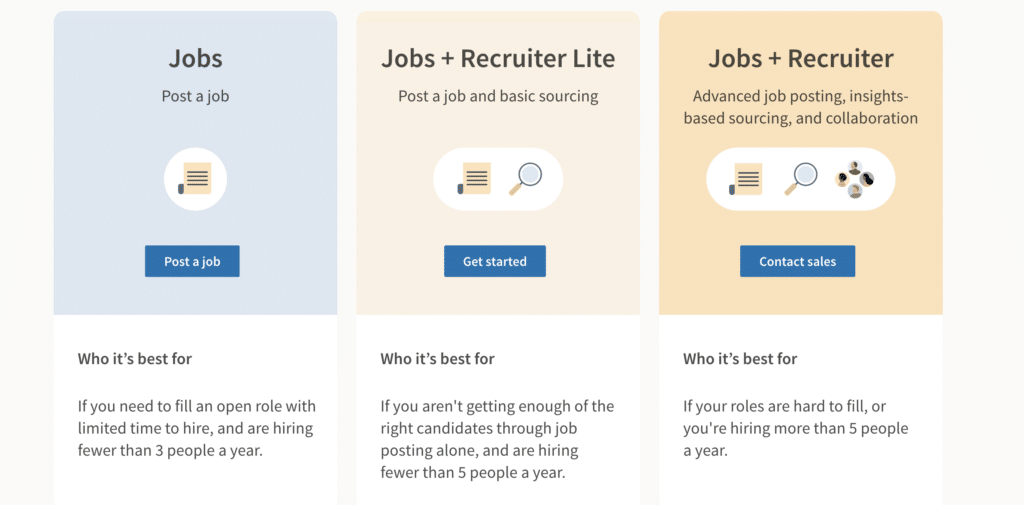 compare linkedin hiring products 