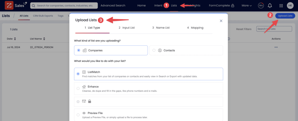 importer des listes de prospects dans zoominfo