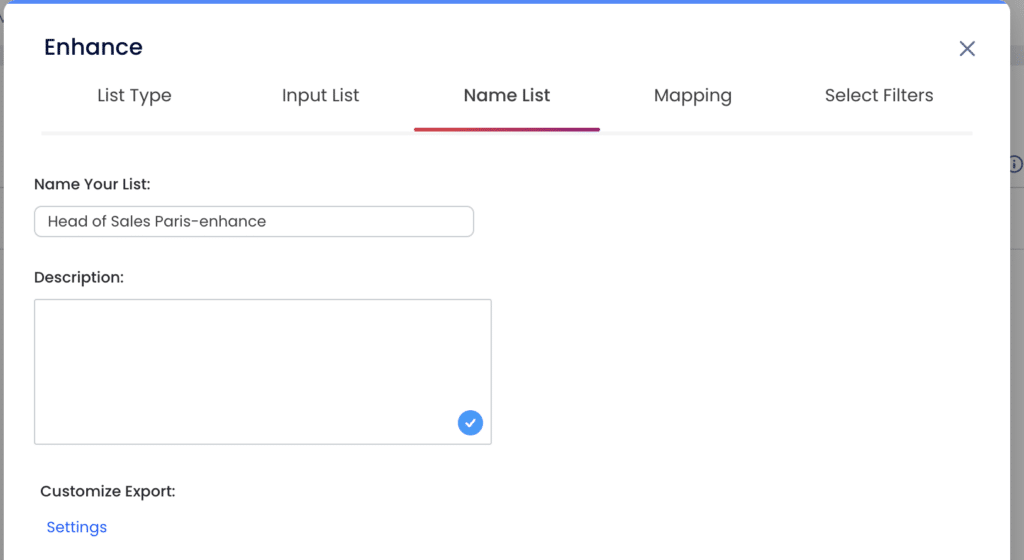 nommer la liste téléchargée sur zoominfo