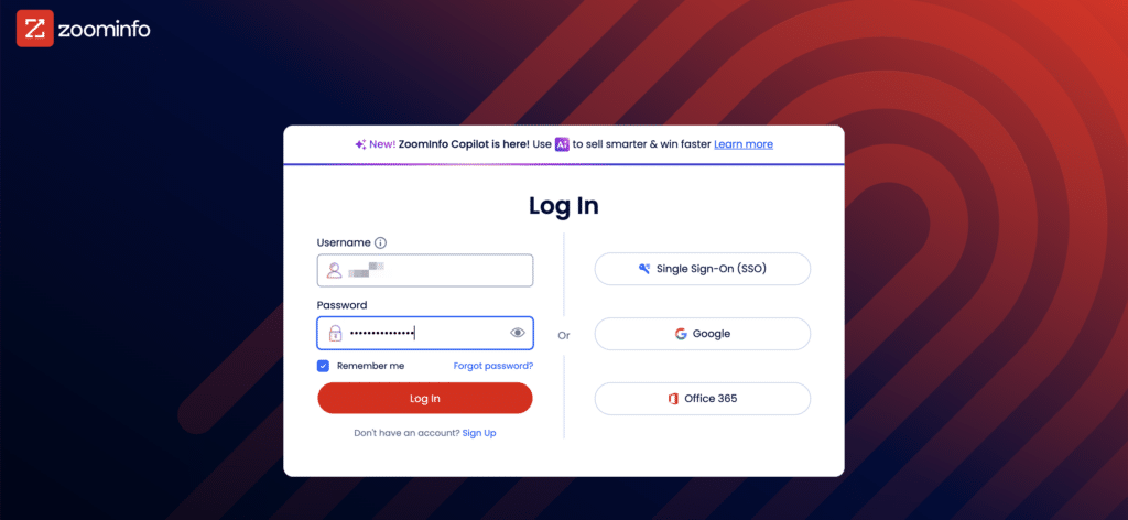 connexion à votre compte zoominfo