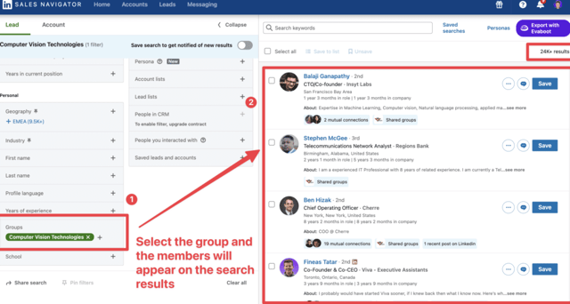see linkedin group members linkedin sales navigator
