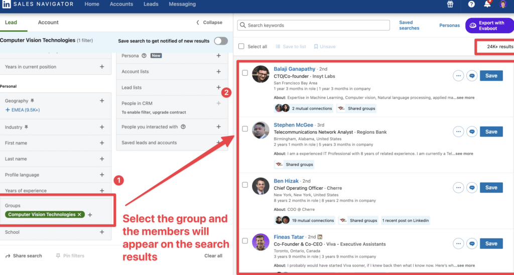 see linkedin group members linkedin sales navigator
