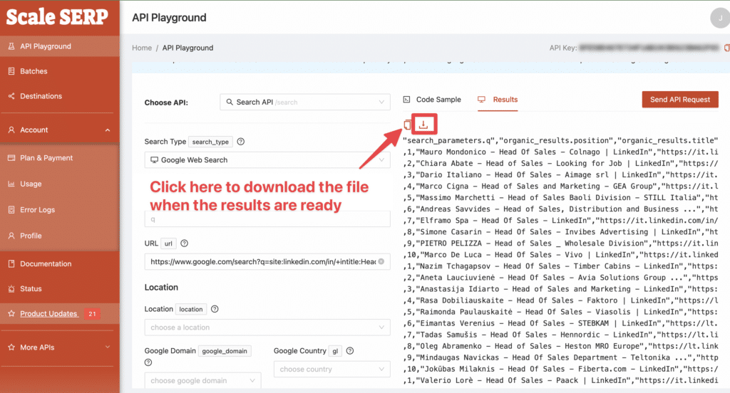 download linkedin profiles csv google