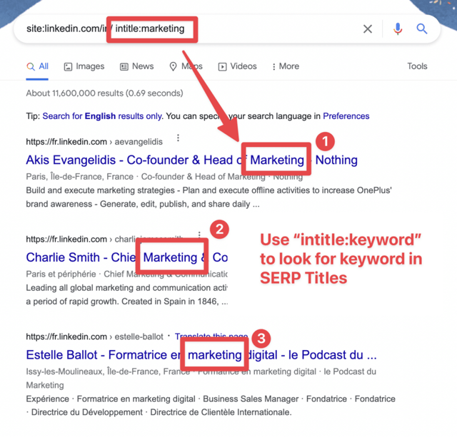 search linkedin with google
