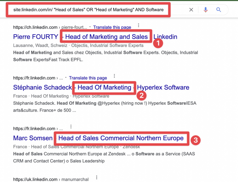 utilizzare la ricerca booleana su google per cercare i profili linkedin