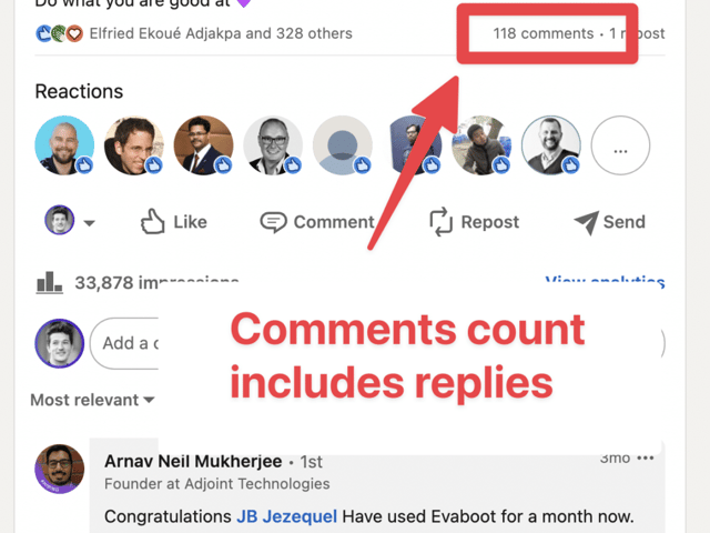 responder comentario LinkedIn post