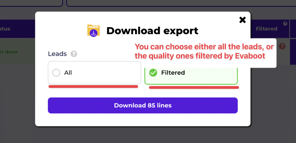 type of lead lists to download from evaboot