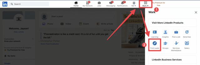 sales navigator teste gratuito