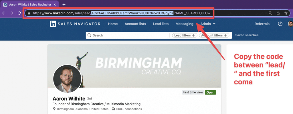 convert sales navigator url to linkedin url 2