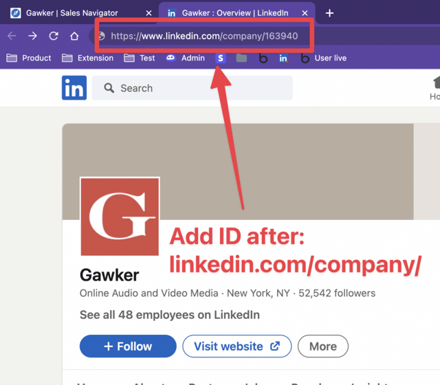 linkedin url company page conversion