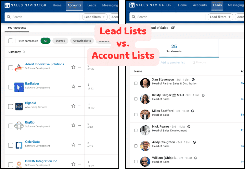 Lead Lists vs Account Lists