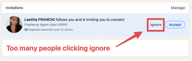 ignorer les demandes de connexion linkedin
