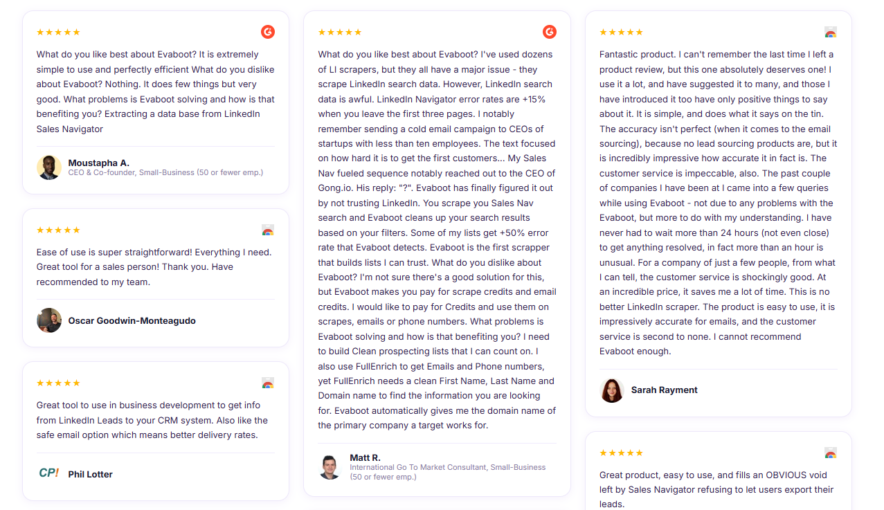 Evaboot testimonials