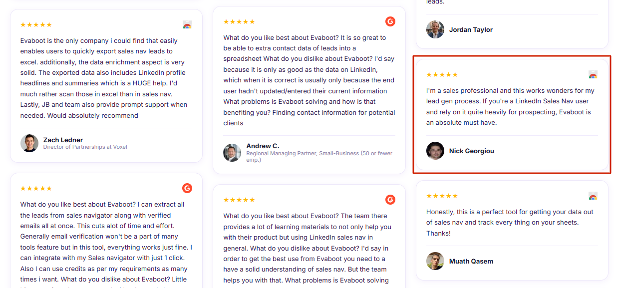 Matching testimonials