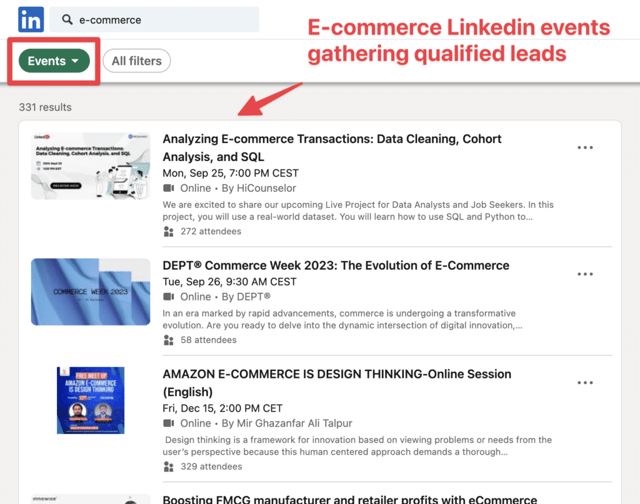 linkedin event ecommerce businesses