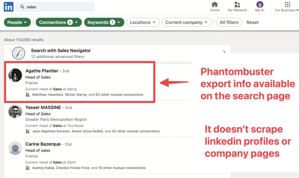 linkedin search export data