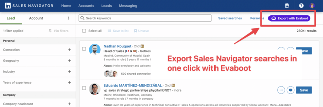 exporter les recherches de Linkedin Sales Navigator
