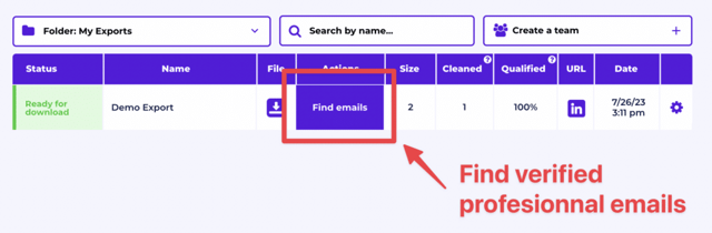 exporter les résultats de recherche de Linkedin Sales Navigator et trouver des emails