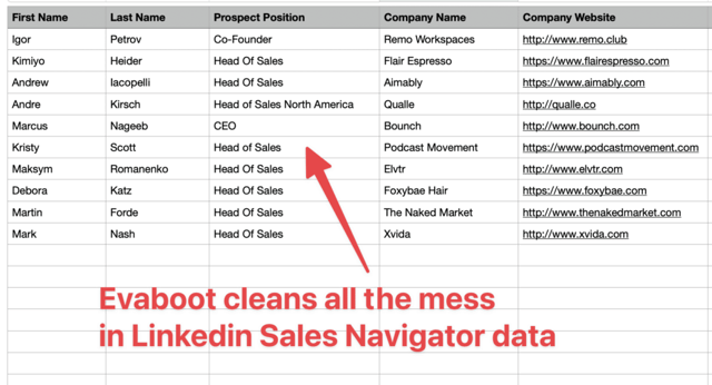 pulizia scraping di sales navigator