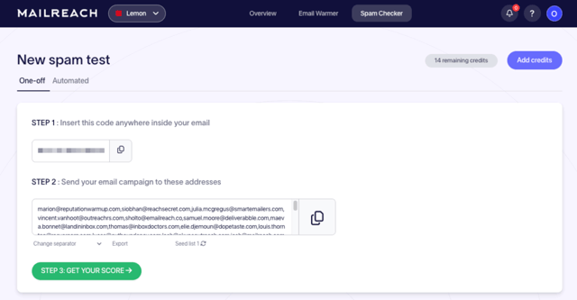 mailreach spam test