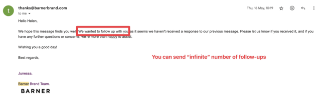 esempio di follow-up email