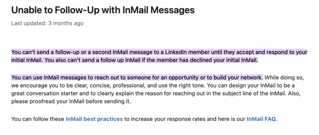 follow-up dei messaggi inmail linkedin