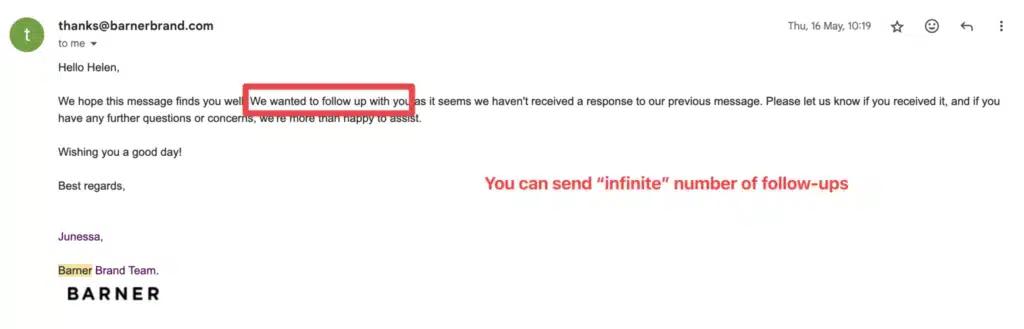follow up email