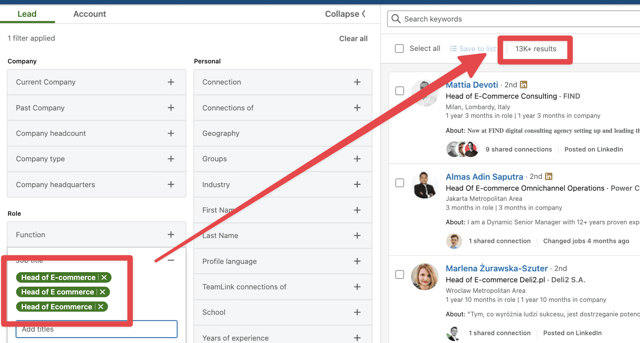 cómo encontrar clientes de comercio electrónico en Linkedin