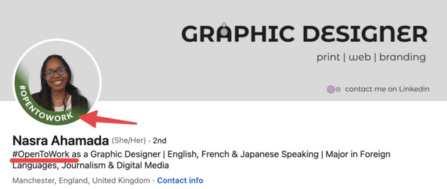 filtro do LinkedIn "open to work"