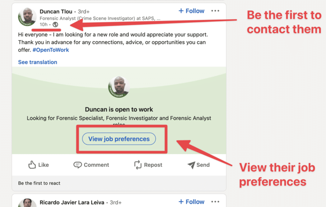 preferências de emprego no LinkedIn